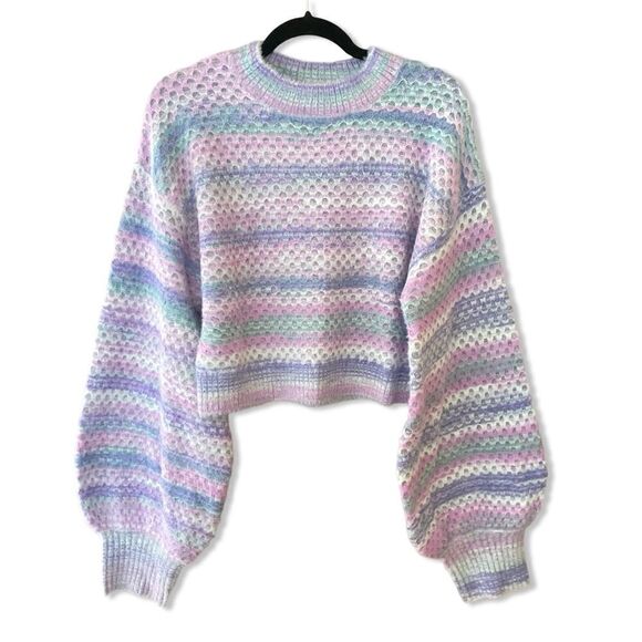 For Love and Lemons Kara Sweater Lavender pink Ombre fuzzy pullover top XL 1X - Picture 4 of 12